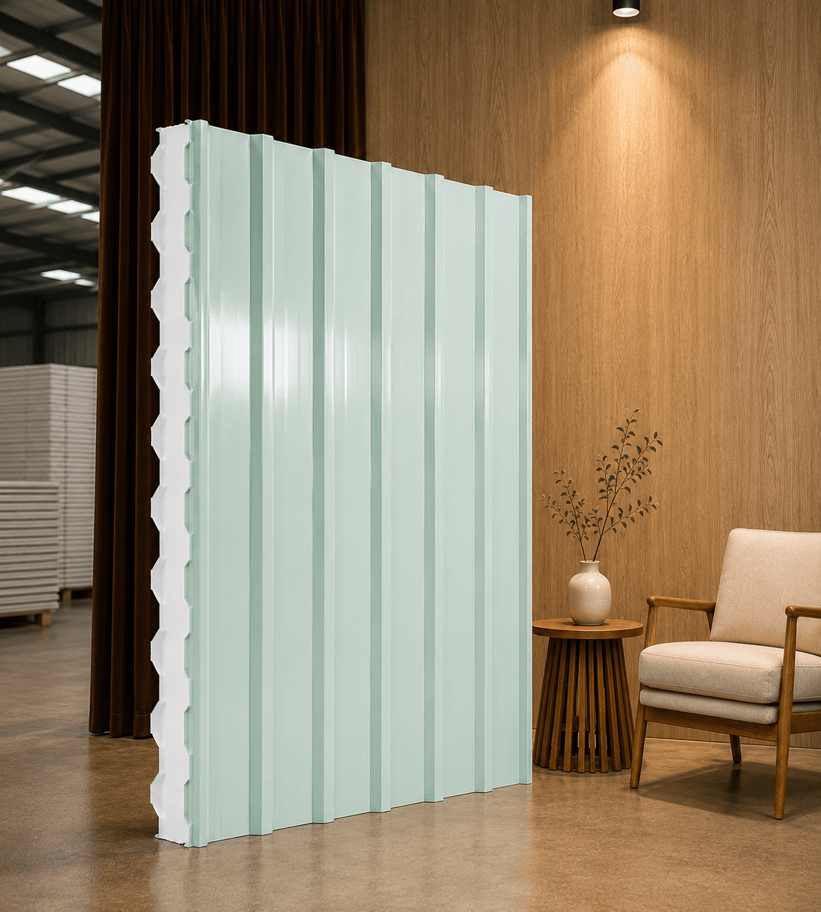 Panel Lợp Mái PU Xanh Dương (Sóng Cao)