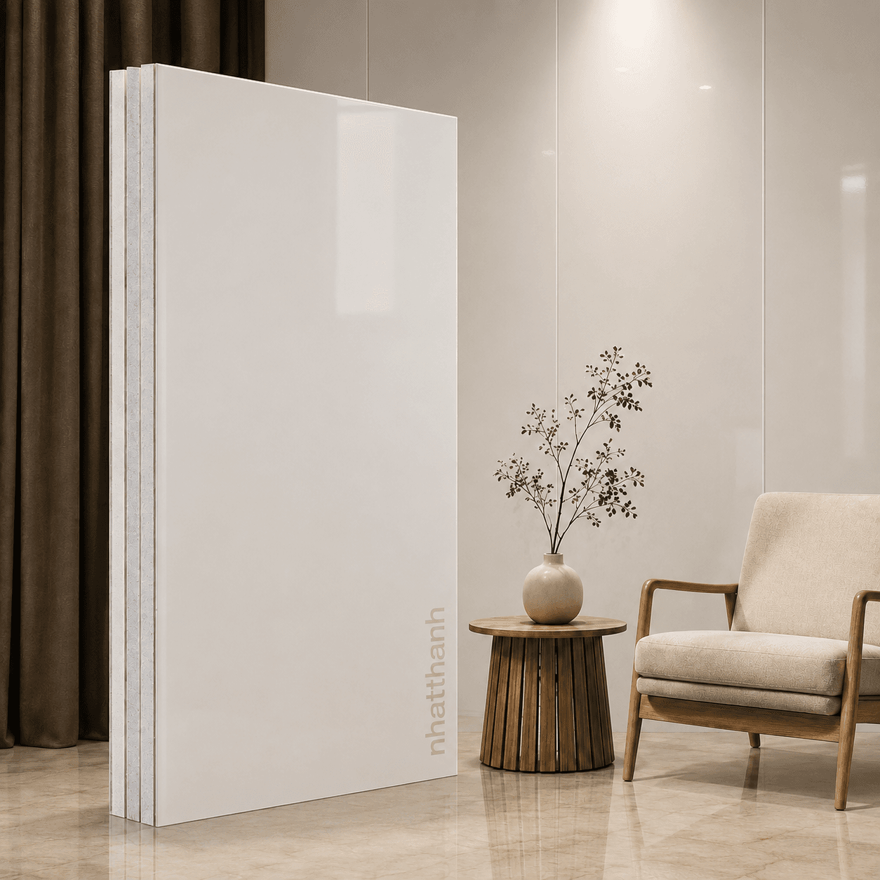Vách Panel EPS Trắng Sữa Bóng (Phẳng)
