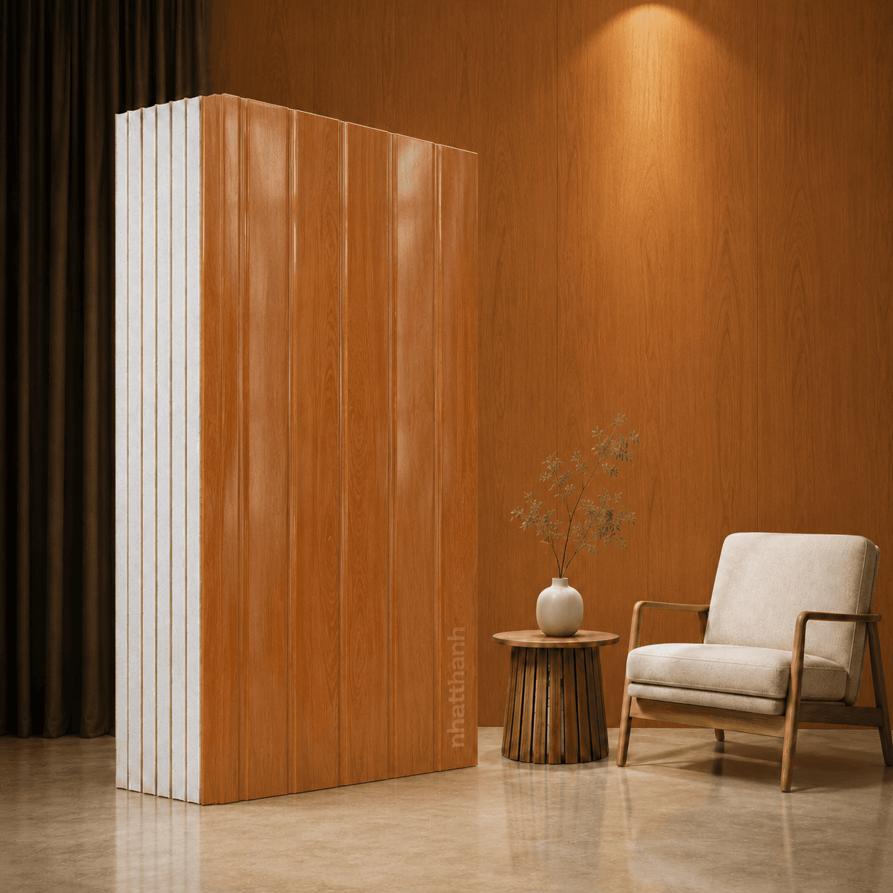 Vách Panel EPS Vân Gỗ Đậm (Lam Sóng)