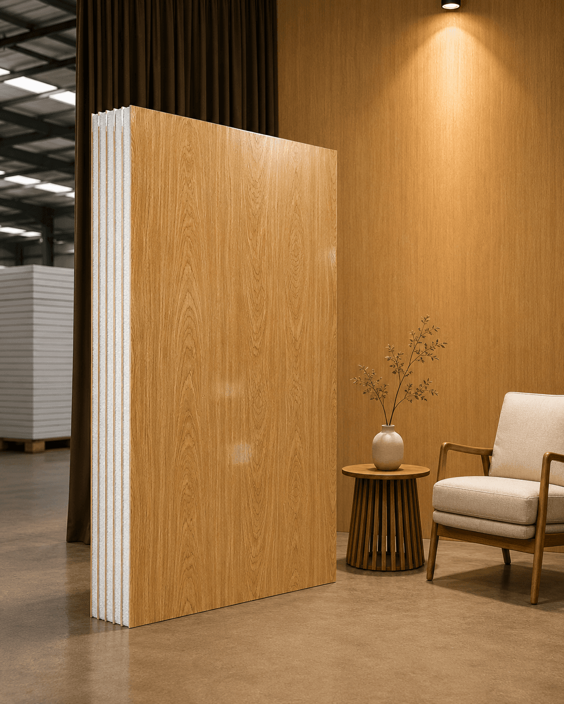 Vách Panel EPS Vân Gỗ Sáng (Phẳng)