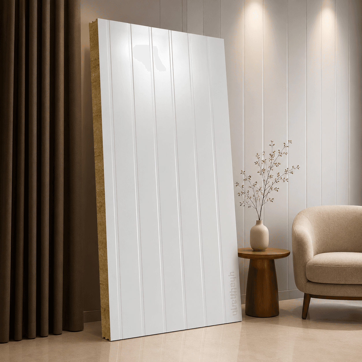 Vách Panel Rockwool Trắng Sữa (Lam Sóng Thưa)