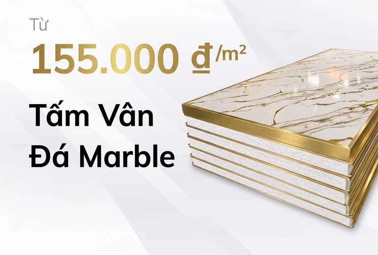 Tấm ốp vân đá marble trắng viền vàng dùng trang trí nội thất