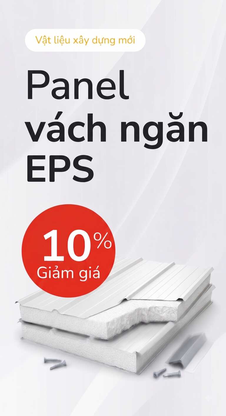 Panel vách ngăn EPS tôn xốp cách nhiệt dùng thi công nhà xưởng