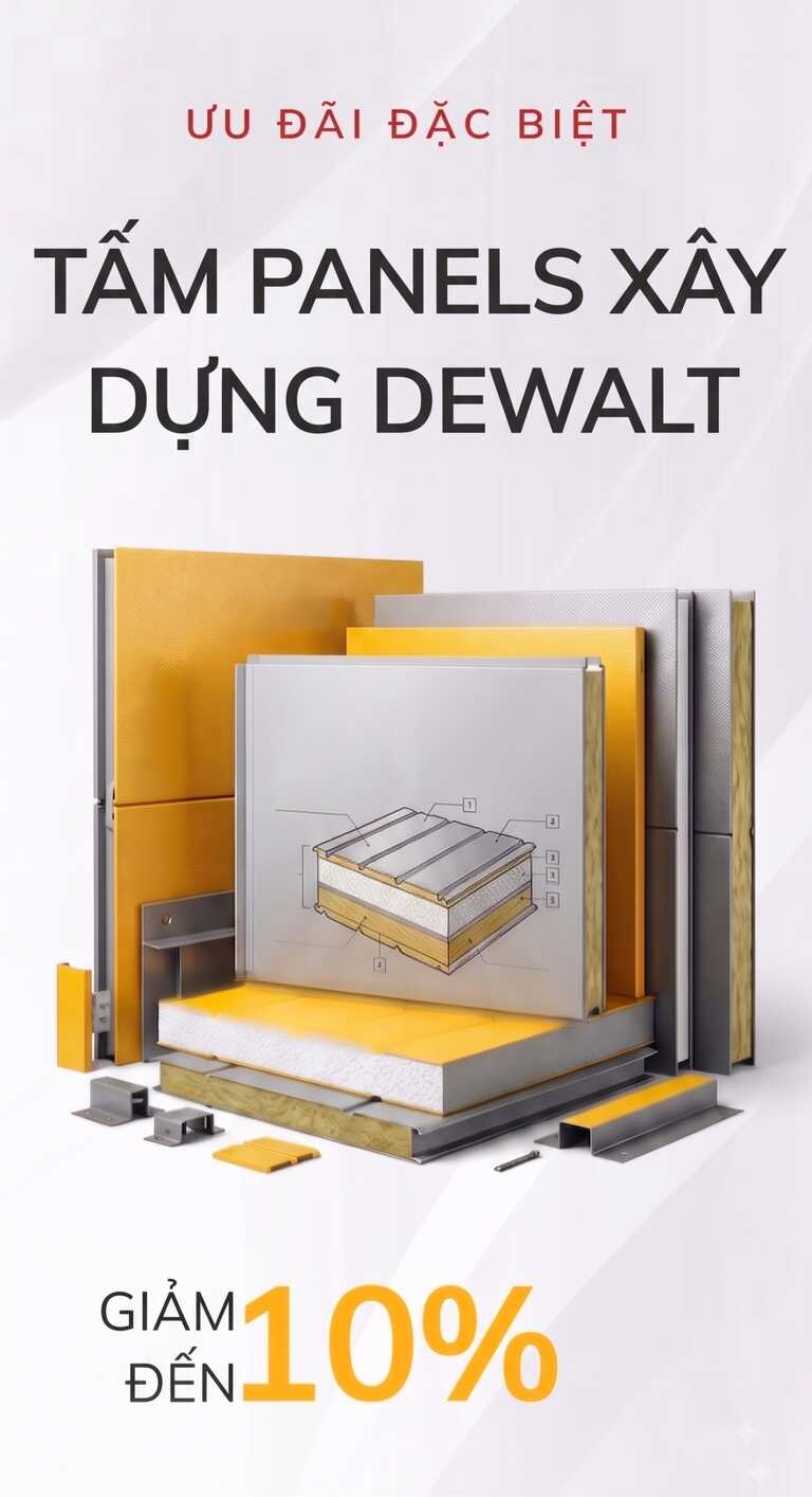 Tấm panel xây dựng cách nhiệt dạng sandwich cho nhà xưởng